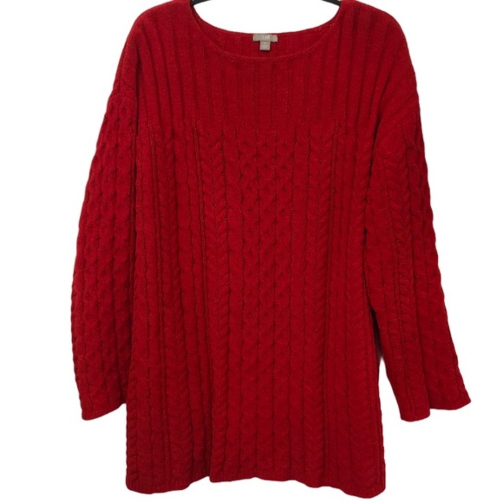 J JILL‎ CHENILLE CABLE KNIT SWEATER XL